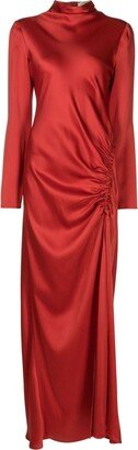 Ruched-Detail Satin Gown