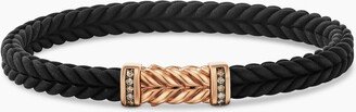 Chevron Black Rubber Bracelet with 18K Rose Gold and Pav