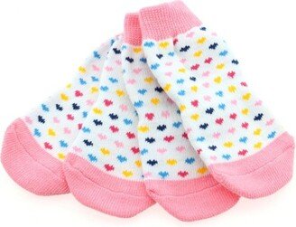 Doggie Design Non-Skid Dog Socks - Pink and White Hearts(X-Small)