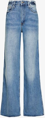 Womens Indigo20 Good Skate Wide-leg Mid-rise Recycled-denim Jeans