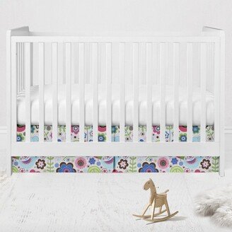 Botanical Pink Floral Crib or Toddler Bed Skirt