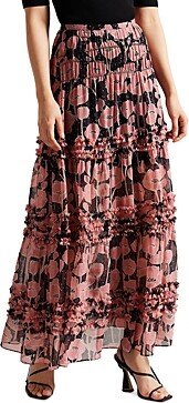 Allesaa Ruffled Tiered Maxi Skirt