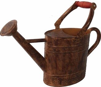 Gardener's Select Gardener Select Metal Oval Watering Can, Rusty Wooden Handle, 0.92 Gal