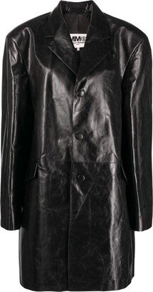 Single-Breasted Leather Coat-AJ