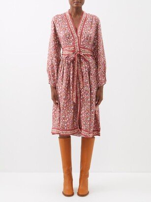 Nirvana Floral-print Silk-twill Wrap Dress