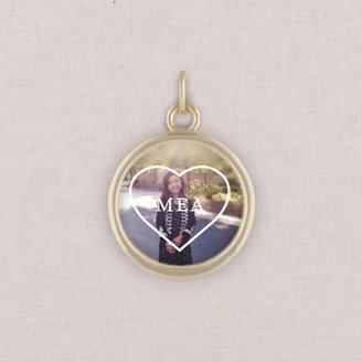 Jewelry: Gold Cassandra Photo Charm, Circle, White