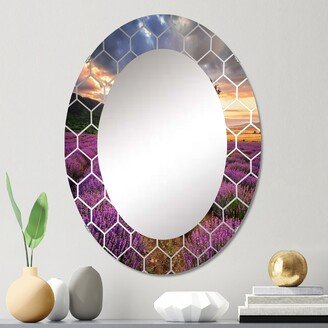 Designart 'Sunrise & Dramatic Clouds Over Lavender Field VIII' Printed Farmhouse Wall Mirror