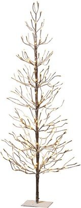 6Ft Brown Wrapped Snowy Tree With Led Lightin