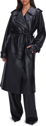 Chino Faux Leather Trench Coat