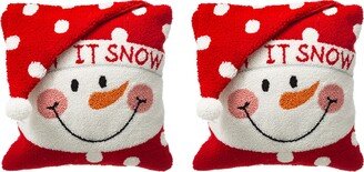 2 Pack Hooked 3D Snowman Pillow