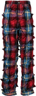 Spikey tartan straight-leg trousers