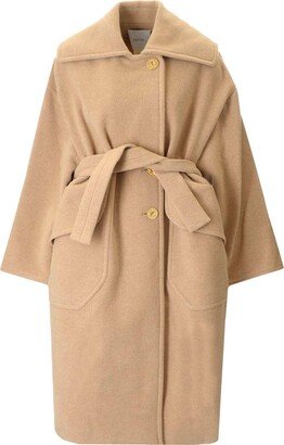 Belted Waist Single Breasted Maxi Coat