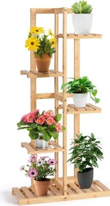 5 Tier 6 Potted Plant Stand Rack Bamboo Display Shelf for Patio Yard