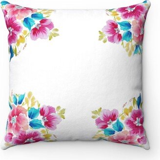 Floral Designed Polyester Square Pillow