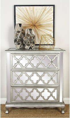 Glam Quatrefoil Mirror and Wood Storage Chest Gray - Olivia & May