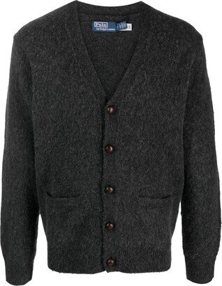 brushed-effect V-neck wool-blend cardigan-AA