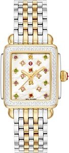 Deco Fleur Two-Tone 18K Gold-Plated Diamond Watch, 29mm x 31mm