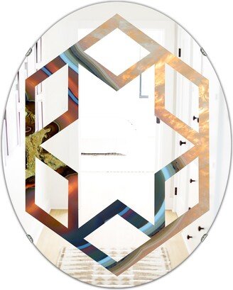 Designart 'Abstract Mineral Texture' Printed Modern Round or Oval Wall Mirror - Hexagon Star