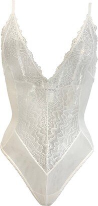 Carol Coelho Spider's Web Tulle & Lace Contour V-Neck Bodysuit