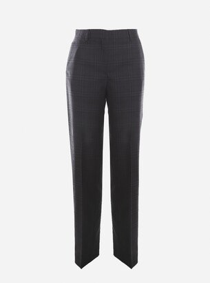 Wool Trousers With All-over Check Motif