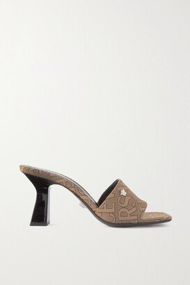 Embellished Logo-jacquard Canvas Mules - Neutrals