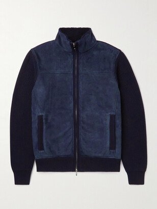 Shearling-Panelled Ribbed Cashmere Bomber Jacket