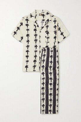 Net Sustain Printed Linen-voile Pajama Set - Cream