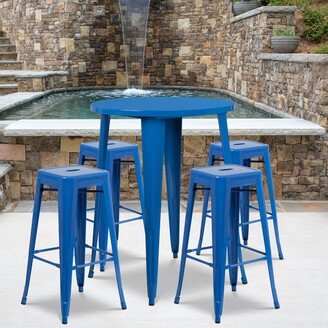 30-inch Indoor/ Outdoor 5-piece Round Metal Table and Stools Set