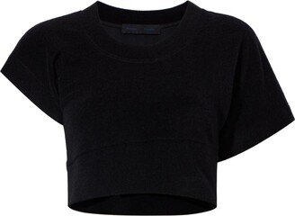 Round-Neck Textured Crop Top