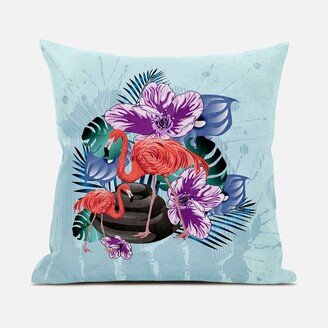 Amrita Sen Designs Amrita Sen Flamingo with Flower Indoor Outdoor Pillow Zip