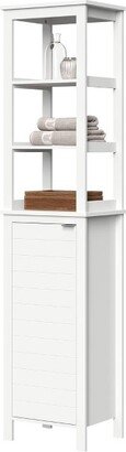 Madison Collection Linen Tower with Open Shelves White