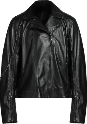 Leather Chain Biker Jacket Jacket Black