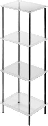 IH Casa Decor 4-Tier Chrome Rectangular Frosted Glass Stand