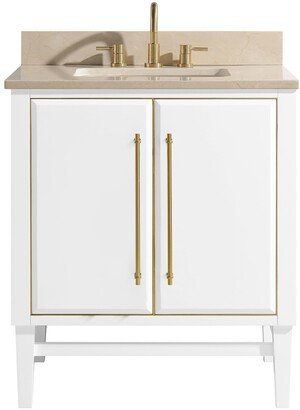 Mason 31 in. Single Sink Bathroom Vanity Set in White with Gold Trim