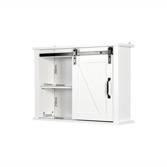 TOSWIN Bathroom Wall Cabinet with 2 Adjustable Shelves Wooden Storage Cabinet with a Barn Door 27.16x7.8x19.68 Inch