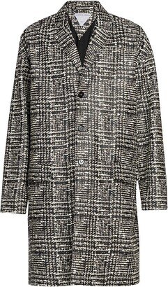 Plaid Lambskin Leather Coat