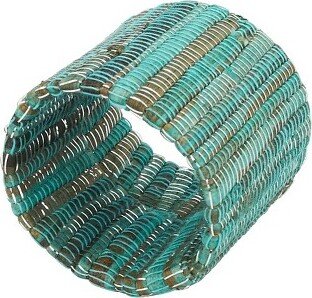 Saro Lifestyle Napkin Rings With Shimmering Woven Nubby Design (Set of 4), Turquoise, 1.5