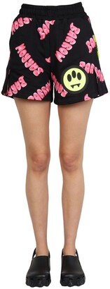 Printed Elasticated-Waist Shorts-AA