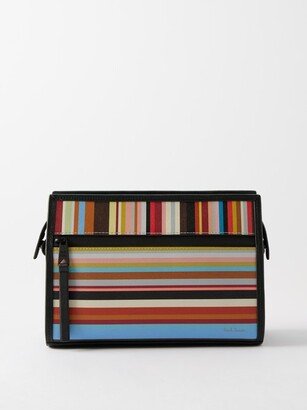 Signature Stripe Leather Washbag