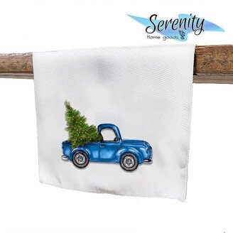 Christmas Kitchen Decor | Decorative Holiday Table Runner Dining Blue Truck Winter