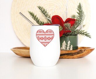 Holiday Wine Tumbler - Coworker Christmas Gift Lover For Women Sweater Heart Smooth Printed Design On Both Sides