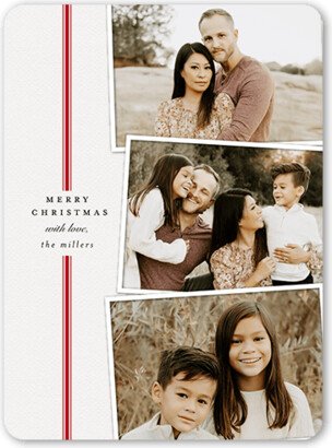 Holiday Cards: Simple Stripe Snapshots Holiday Card, White, 6X8, Christmas, Matte, Signature Smooth Cardstock, Rounded