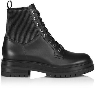 Martis Rib-Knit Leather Combat Boots-AA