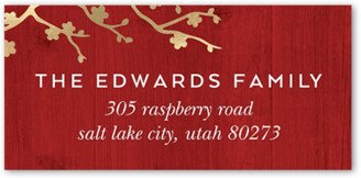 Lunar New Year Cards: Blossoms Corner Address Label, Red, Address Label, Matte