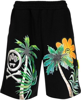 Palm Tree-Print Track Shorts-AA