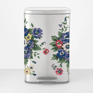 Blue Daisies & Violets 2 Piece Large Vinyl Decal Set For Most 8 Gallon Trash Cans & Larger