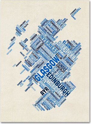 Michael Tompsett 'Scotland Typography Text Map 5' Canvas Art - 14 x 19