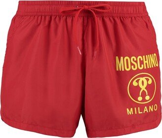 Logo Printed Drawstring Swim Shorts-AY