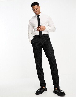 slim suit pants in crosshatch in black