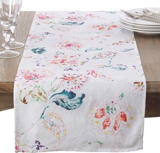 Saro Lifestyle Primavera Collection Printed Floral Design Table Runner